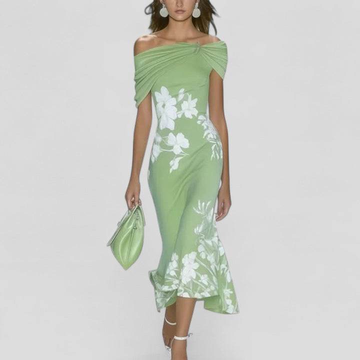 Women’s Midi Dress with Statement Print and Relaxed Silhouette