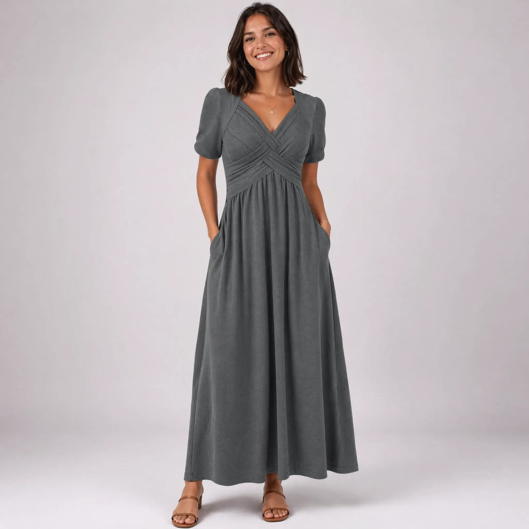 AuraDress - Short Sleeve Midi Dress