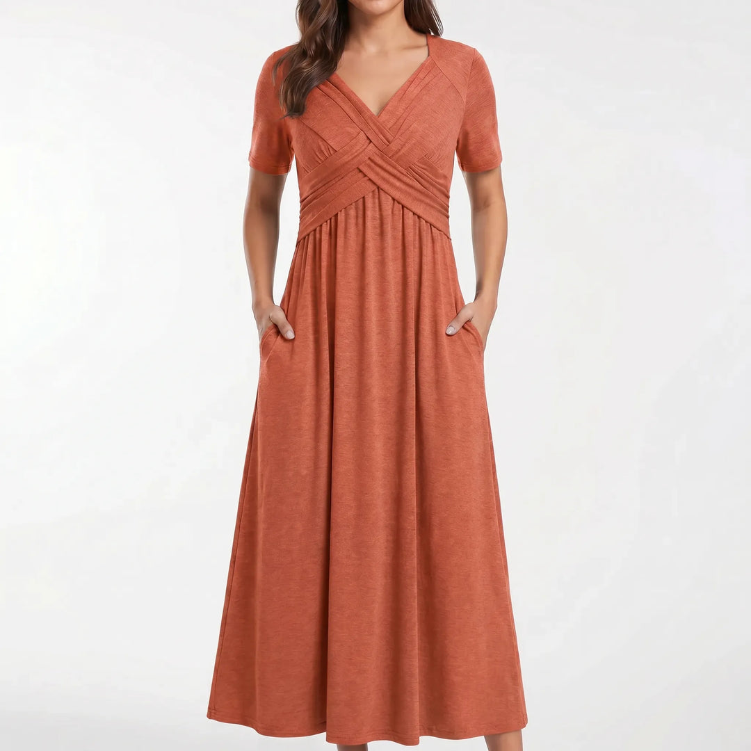 AuraDress - Short Sleeve Midi Dress
