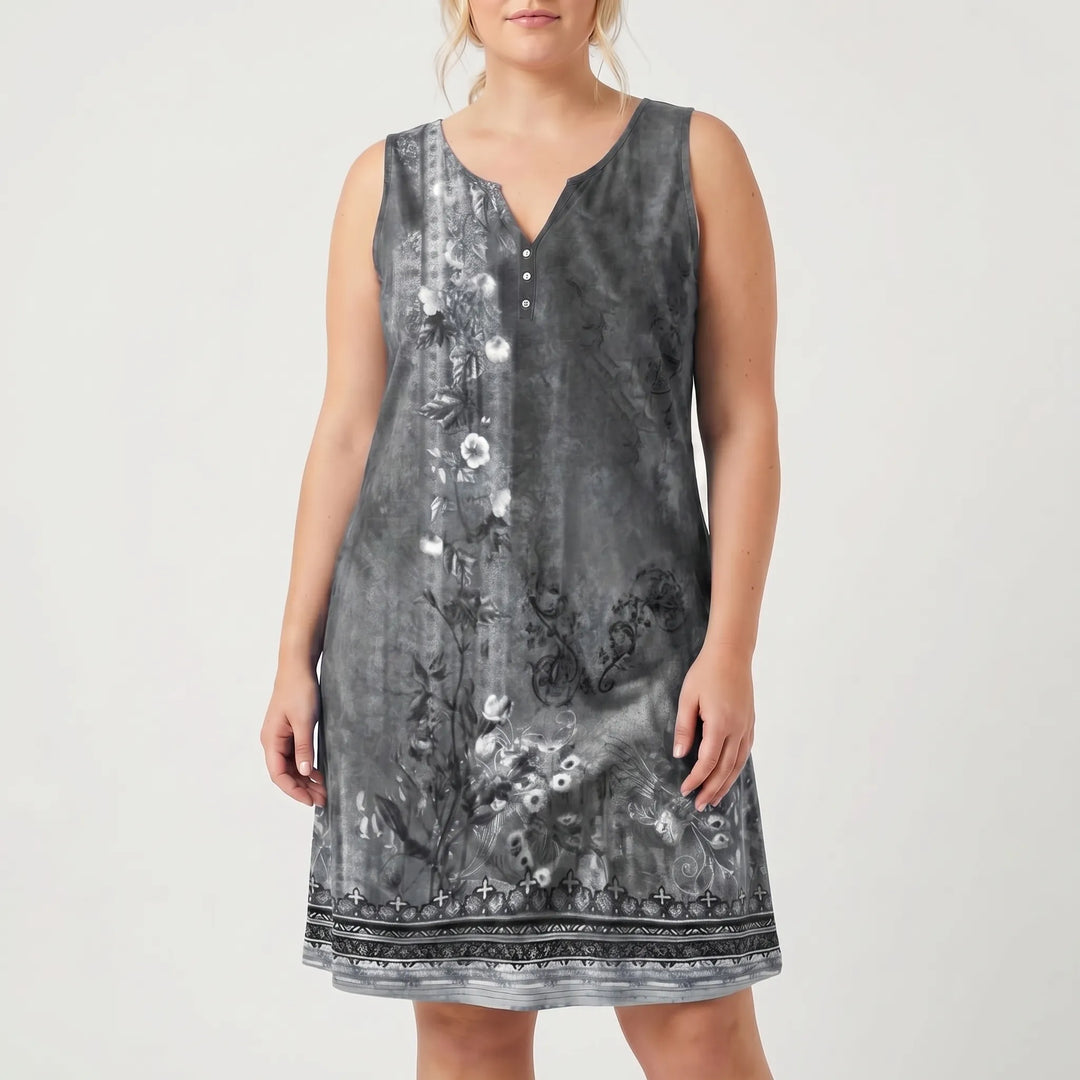 Blossante - Sleeveless Floral Print Midi Dress