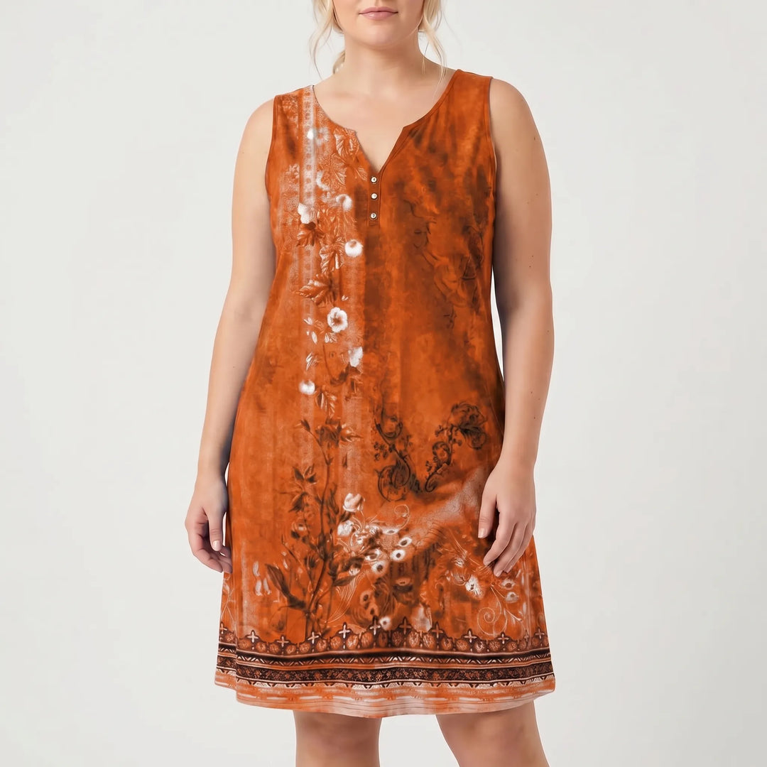 Blossante - Sleeveless Floral Print Midi Dress