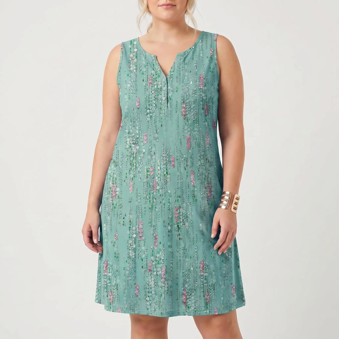 Blossante - Sleeveless Floral Print Midi Dress