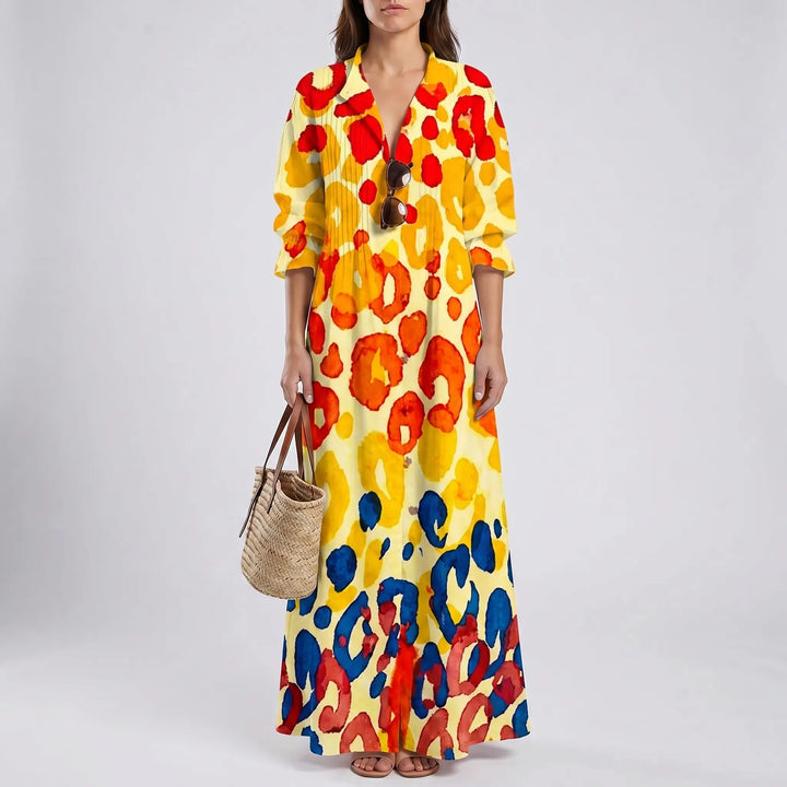 Breezara - Button-Down Botanical Dress