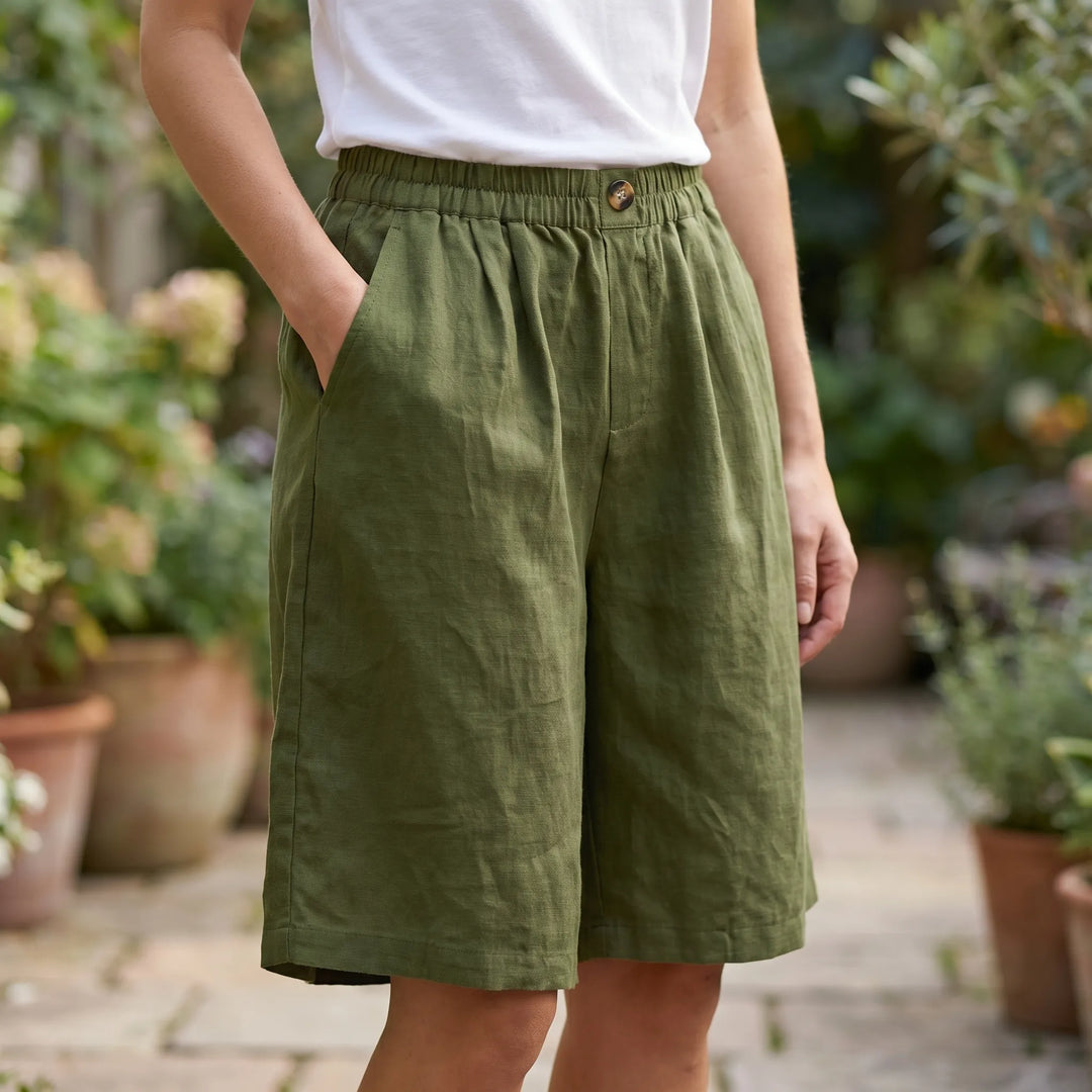 Breezon - Relaxed Mid-Thigh Elastic Waist Shorts