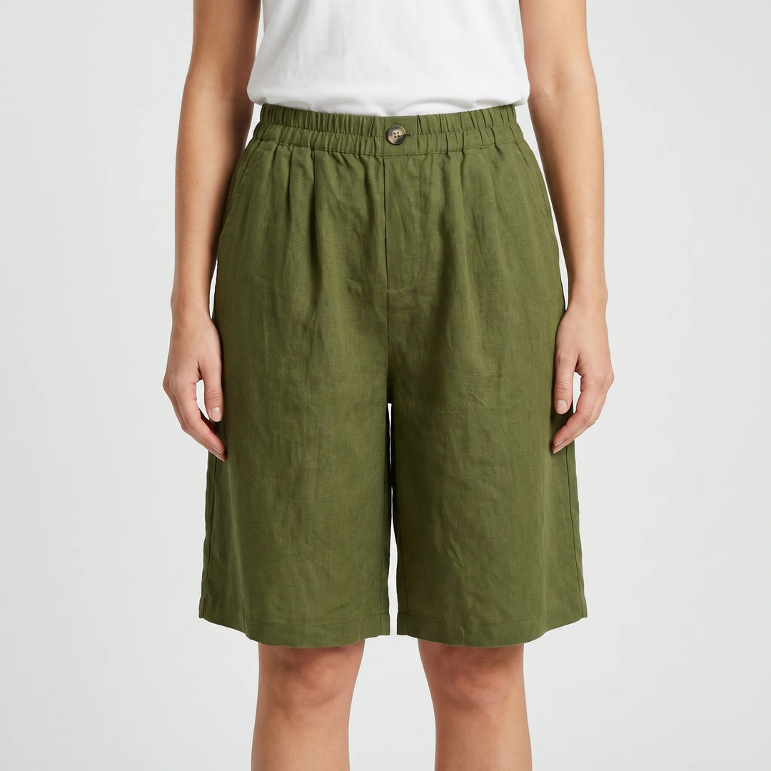 Breezon - Relaxed Mid-Thigh Elastic Waist Shorts