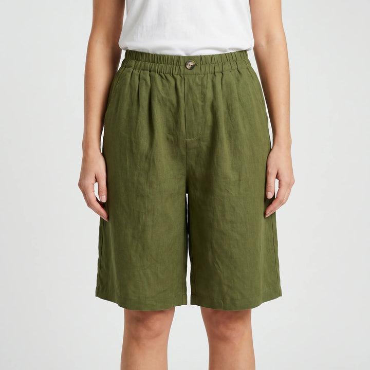 Breezon - Relaxed Mid-Thigh Elastic Waist Shorts
