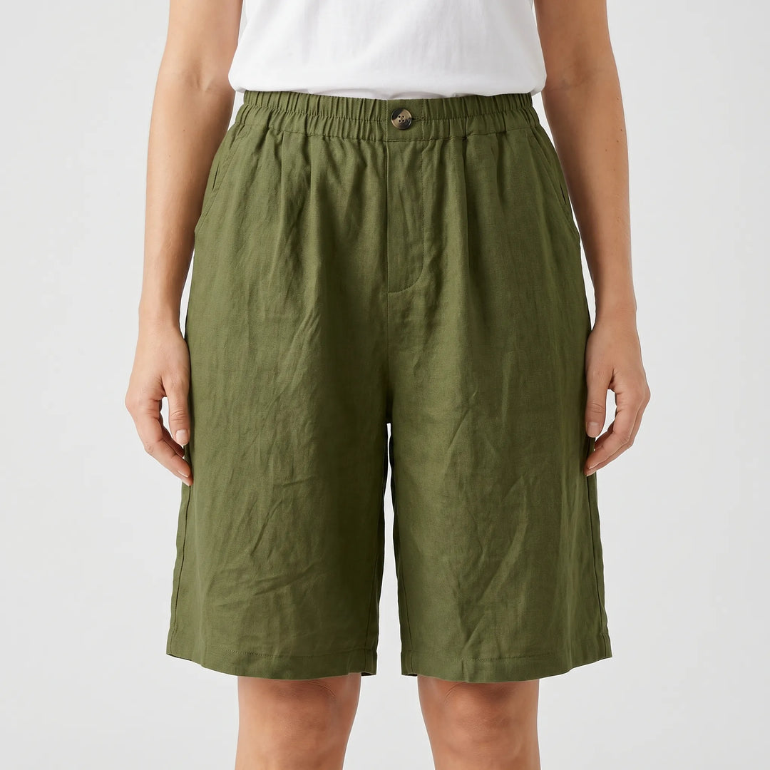 Breezon - Relaxed Mid-Thigh Elastic Waist Shorts