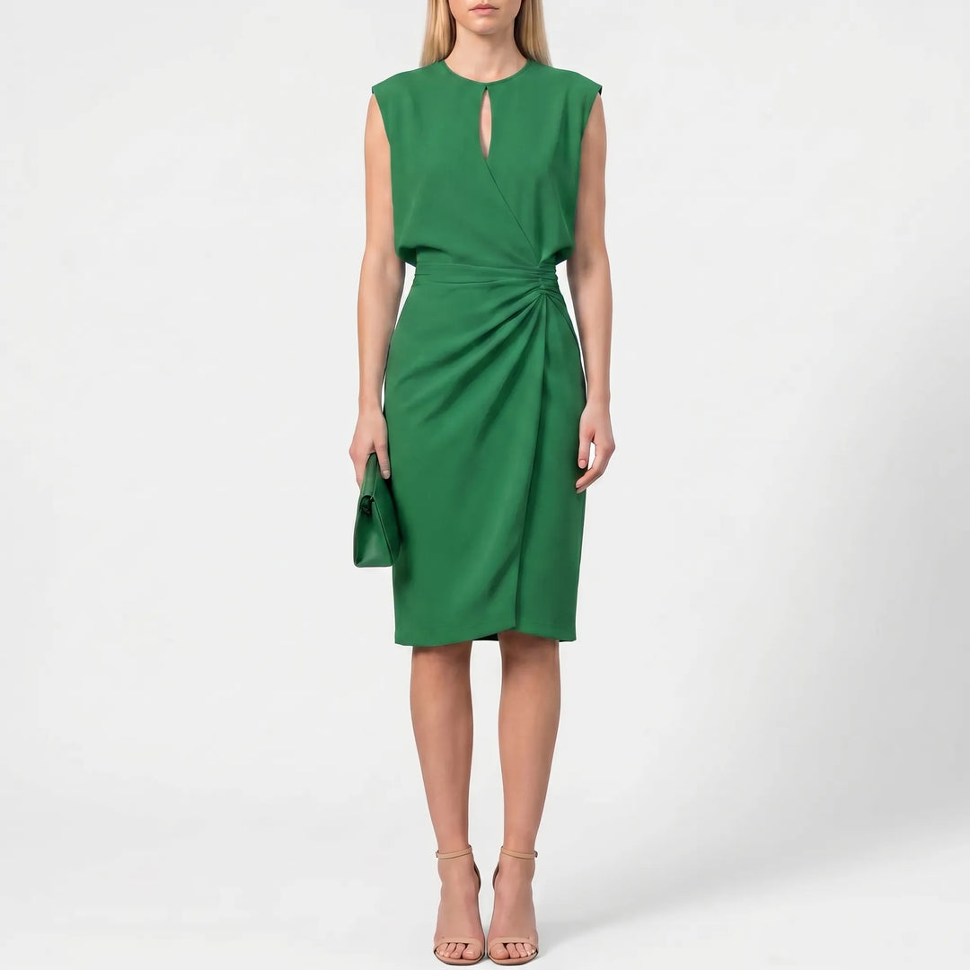 Clarvene - Sleeveless Ruched Midi Dress