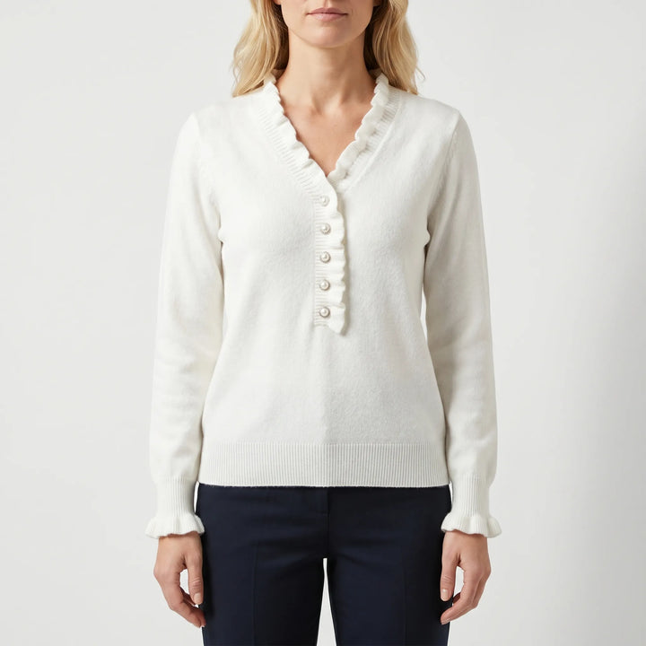 Frillette - Ruffle Trim Long Sleeve Blouse
