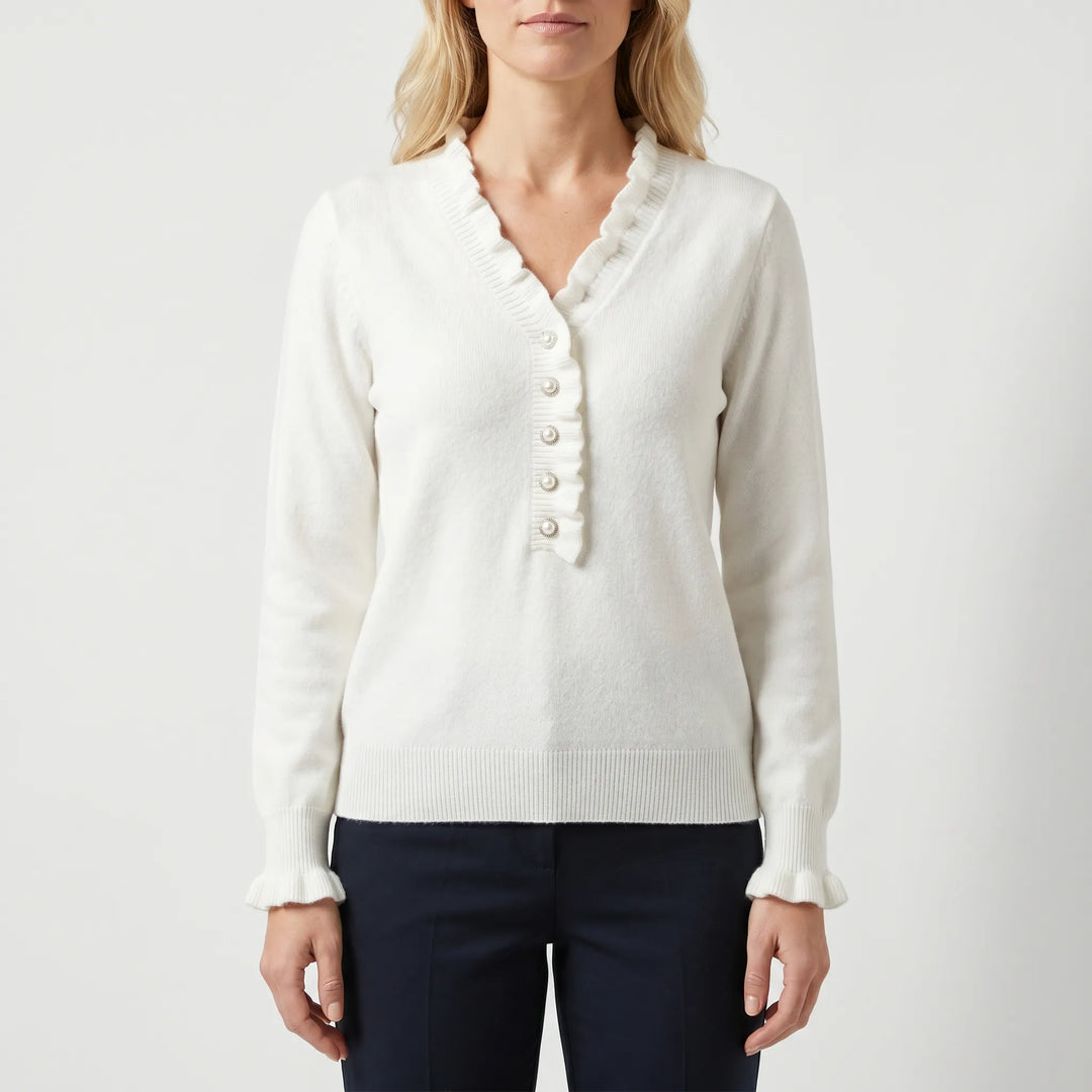 Frillette - Ruffle Trim Long Sleeve Blouse