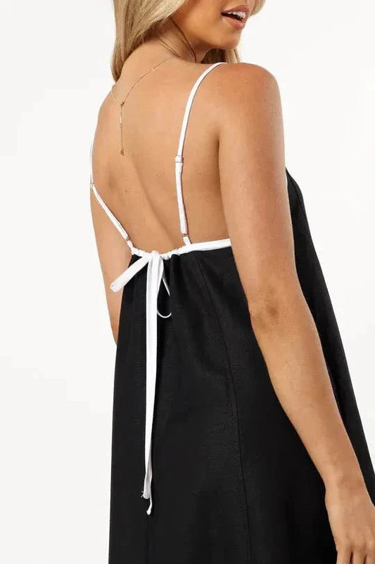 Women’s A-line Dress with Suspender Straps and Maxi Length