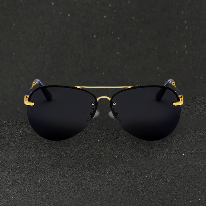 Men’s Aviator Sunglasses with Polarized Lenses and Black Frame