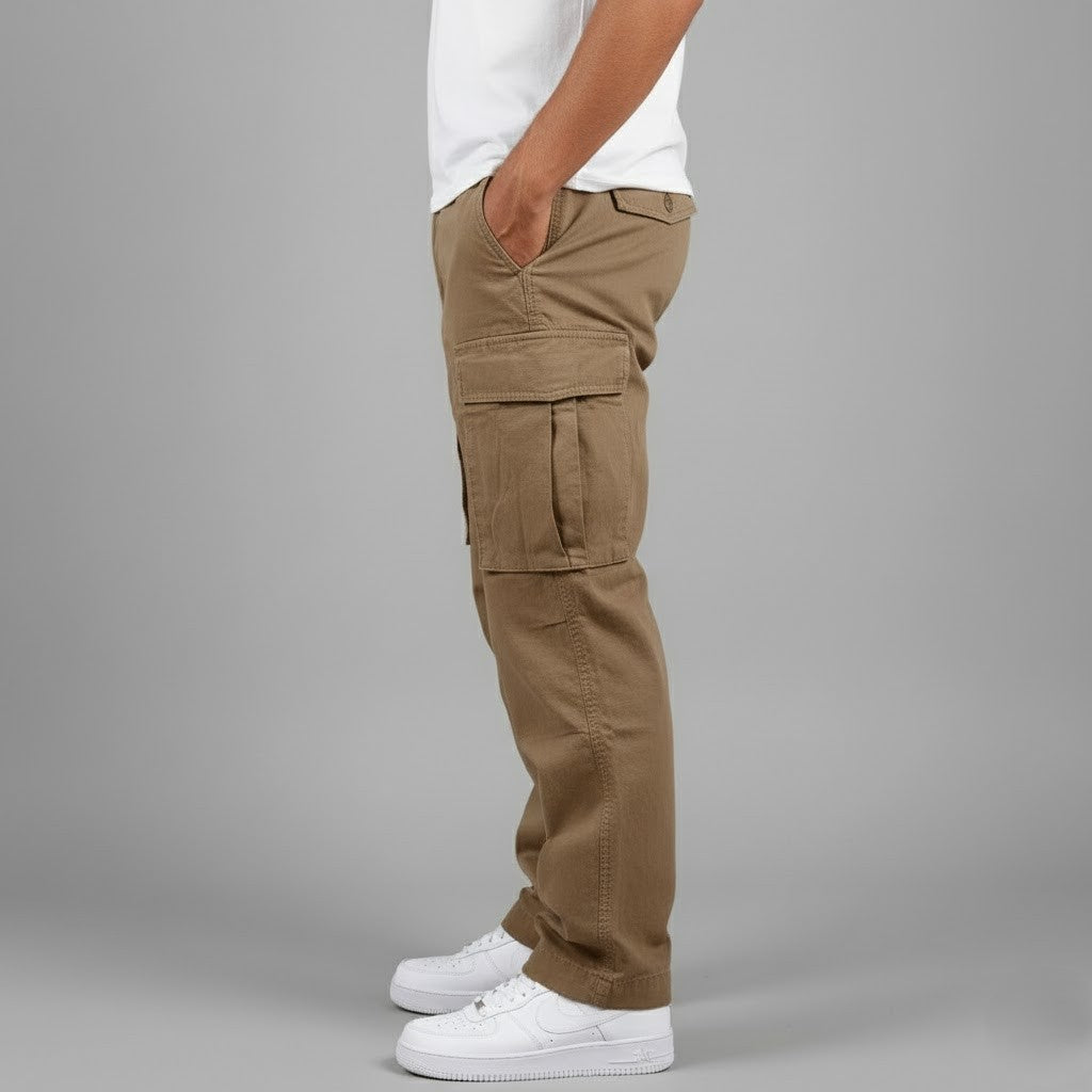 Men’s Cargo Pants with Side Pockets and Relaxed Fit