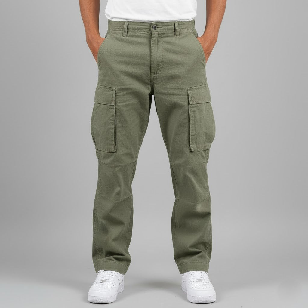 Men’s Cargo Pants with Side Pockets and Relaxed Fit