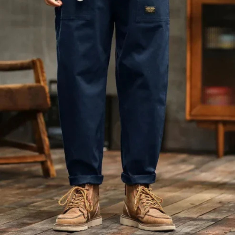 Men’s Cargo Relaxed Pants with Flap Pockets and Drawstring Waist
