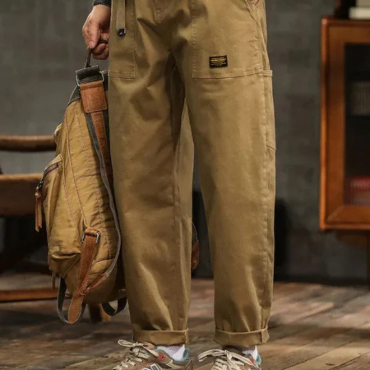 Men’s Cargo Relaxed Pants with Flap Pockets and Drawstring Waist