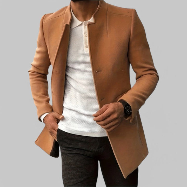 Men’s Smart Casual Coat with Buttoned Front and Structured Silhouette