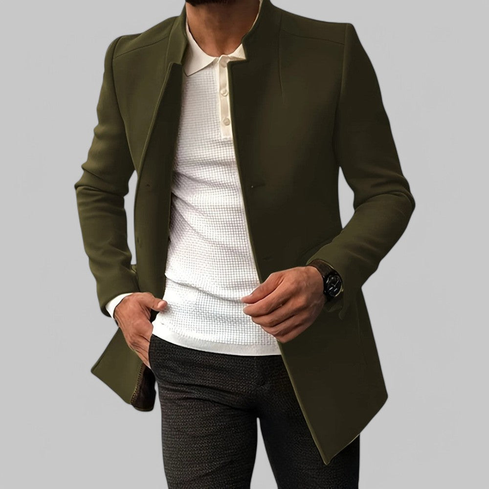 Men’s Smart Casual Coat with Buttoned Front and Structured Silhouette