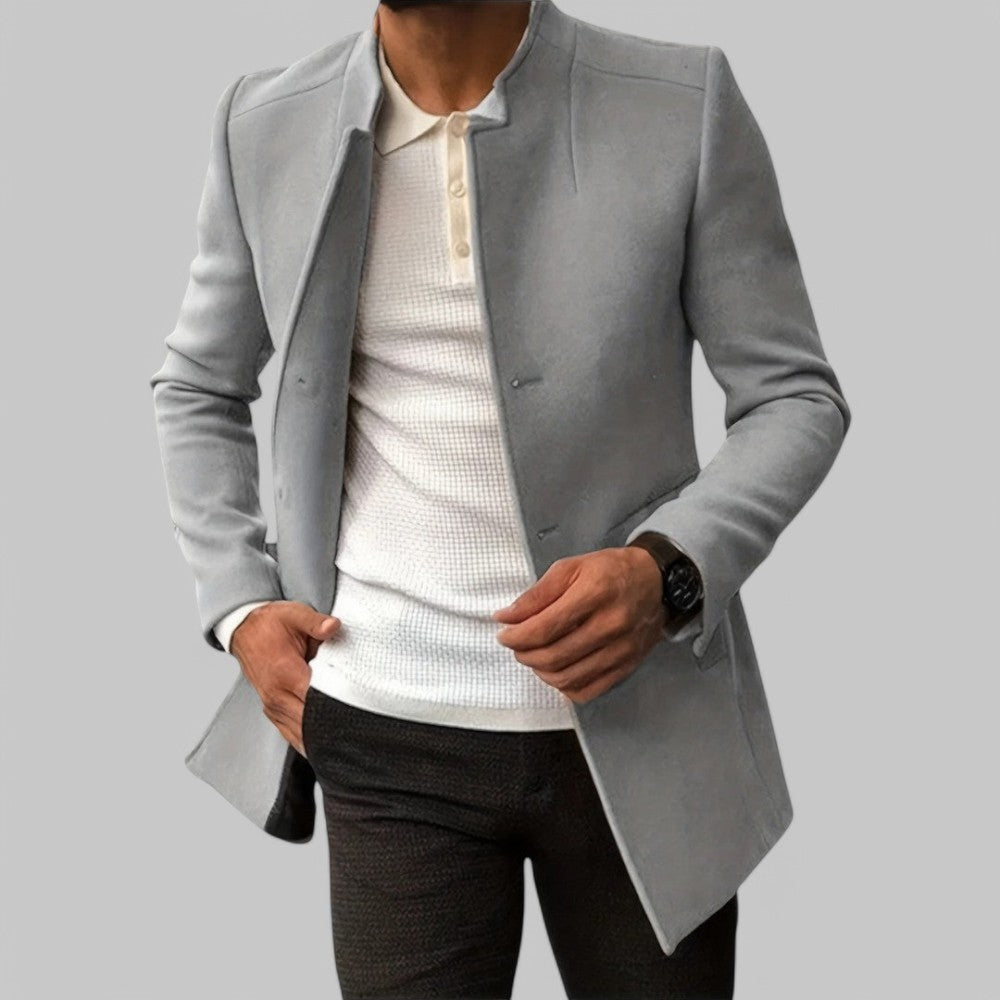 Men’s Smart Casual Coat with Buttoned Front and Structured Silhouette