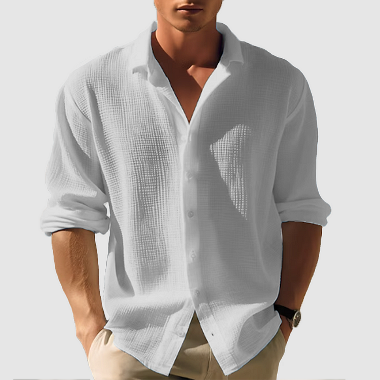 Men’s Button-Down Shirt with Button Closure and Short Sleeves