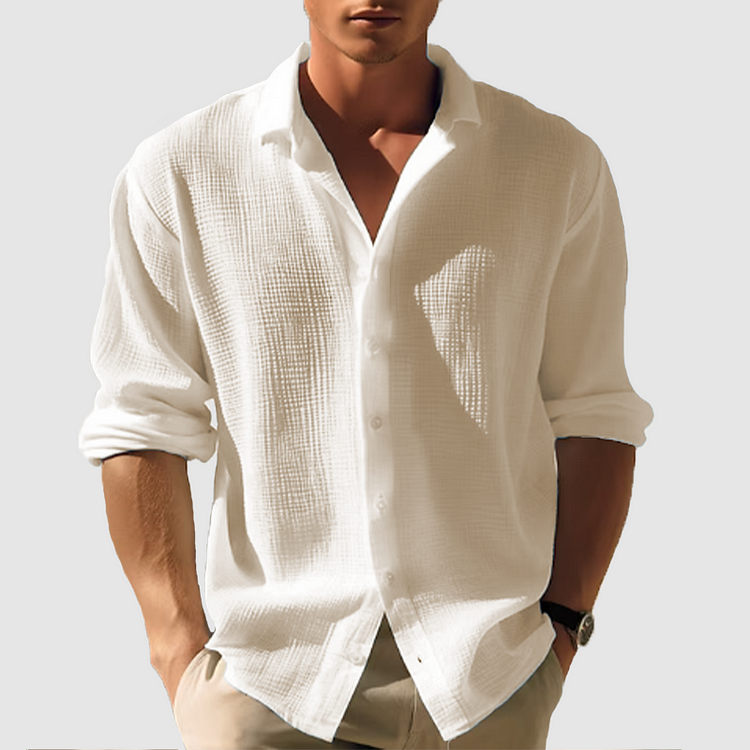 Men’s Button-Down Shirt with Button Closure and Short Sleeves