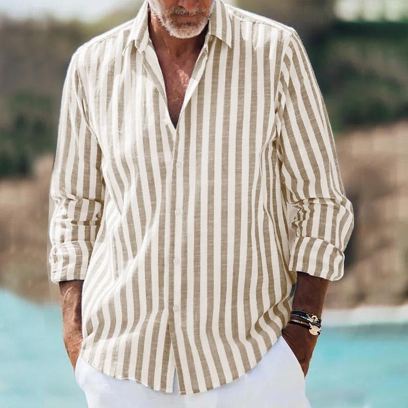 Men’s Casual Striped Shirt with Long Sleeves