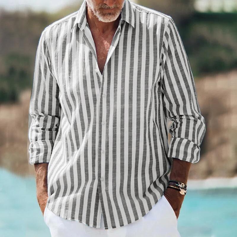Men’s Casual Striped Shirt with Long Sleeves