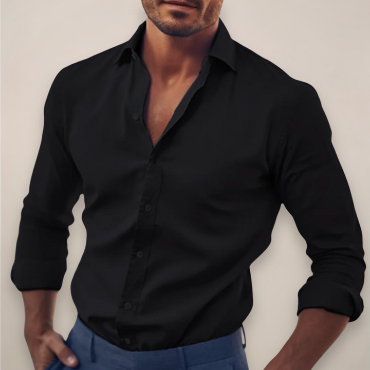 Men’s Long Sleeve Shirt with Classic Collar and Button Fastening