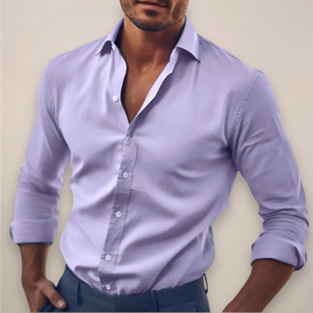Men’s Long Sleeve Shirt with Classic Collar and Button Fastening