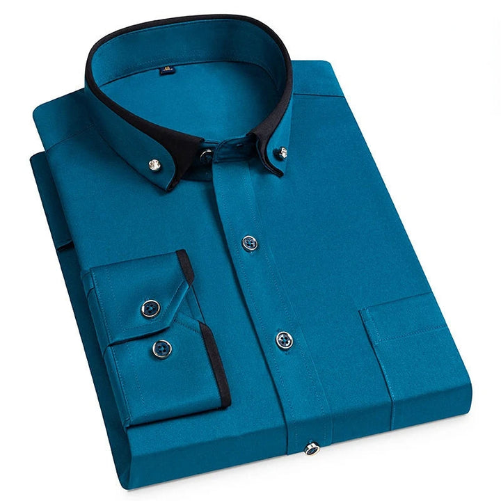 Men’s Shirt with Contrasting Two-Tone Collar and Chest Pocket