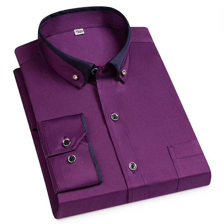 Men’s Shirt with Contrasting Two-Tone Collar and Chest Pocket