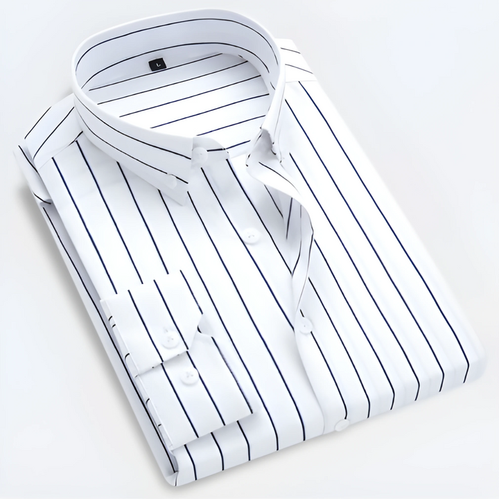 Men’s Striped Long Sleeve Shirt with Vertical Stripe Pattern