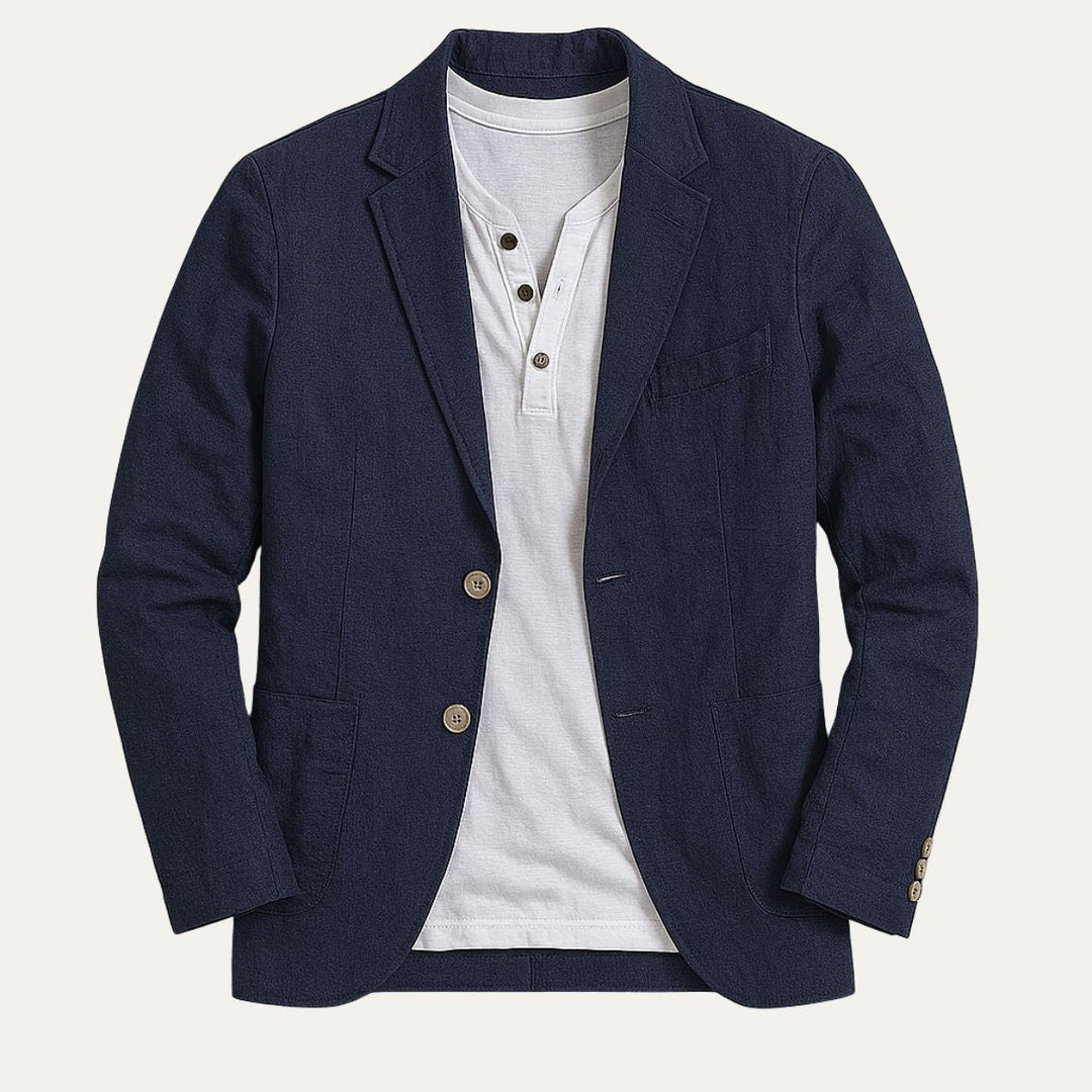 Mens Blazer with Classic Collar and Button Cuffs