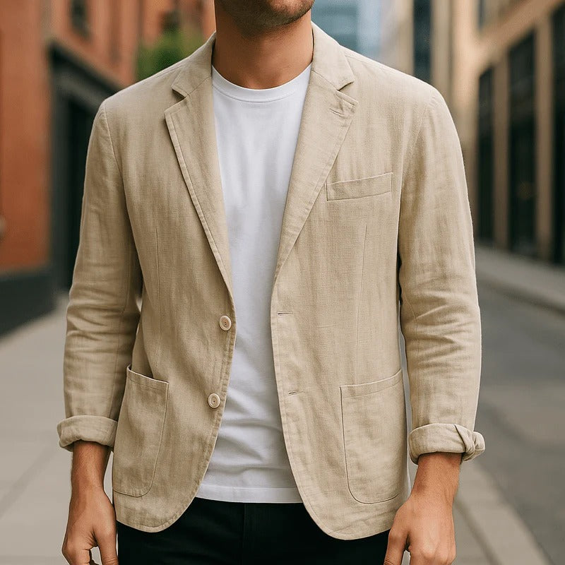 Mens Blazer with Notch Lapels and Front Pockets