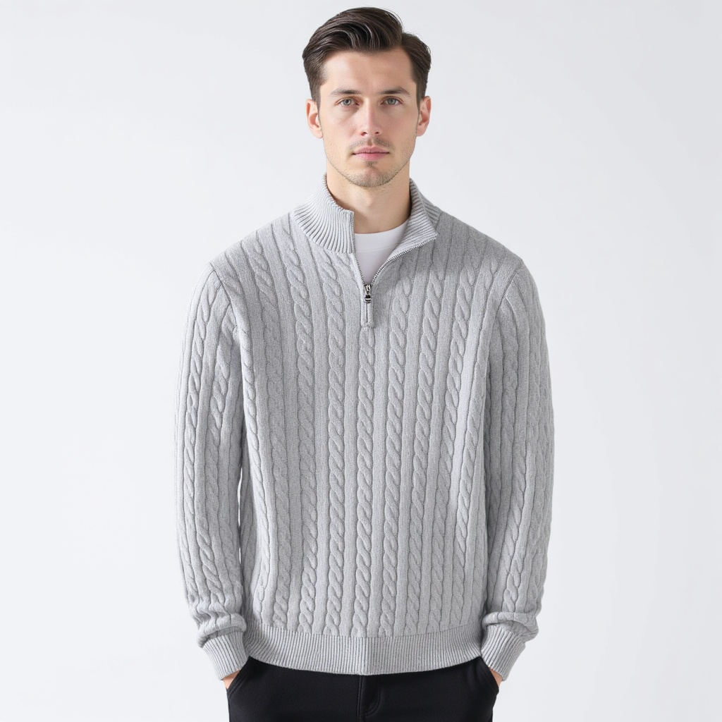 Men's Cable Knit Half-Zip Jumper