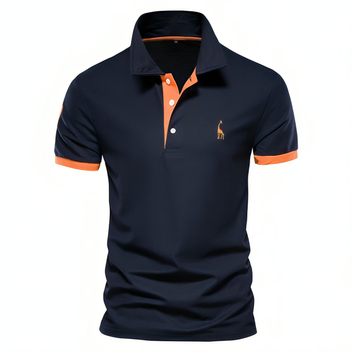 Men’s Casual Polo Shirt with Slim Fit and White Buttons