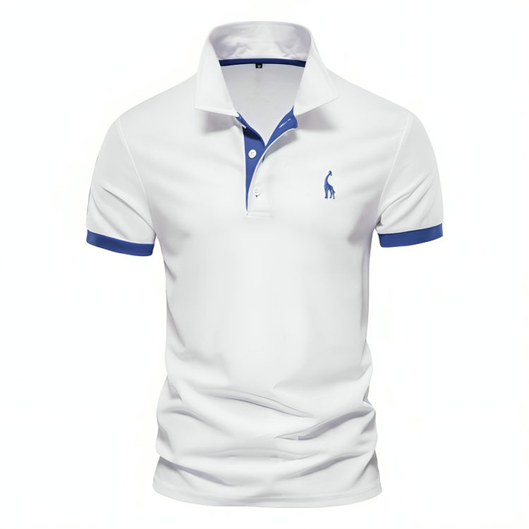 Men’s Casual Polo Shirt with Slim Fit and White Buttons