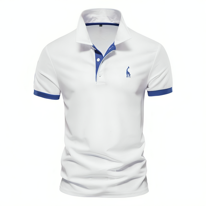 Men’s Casual Polo Shirt with Slim Fit and White Buttons