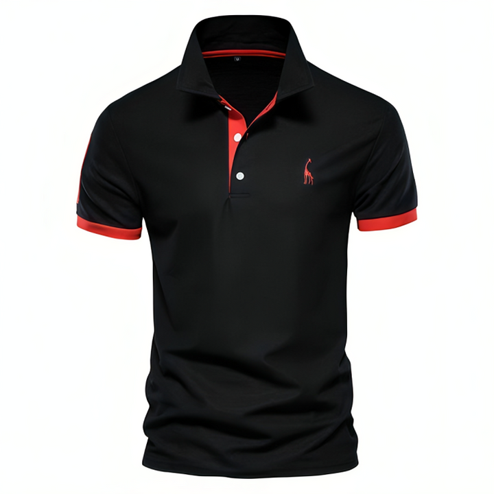 Men’s Casual Polo Shirt with Slim Fit and White Buttons
