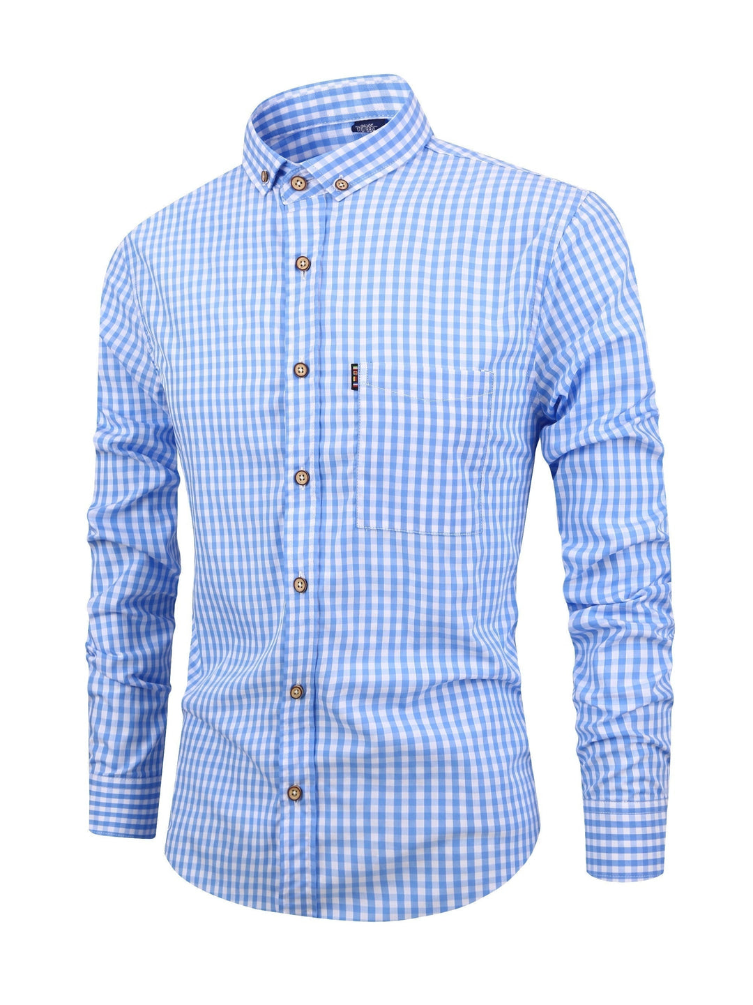 Men’s Check Shirt with Button Placket and Long Sleeves