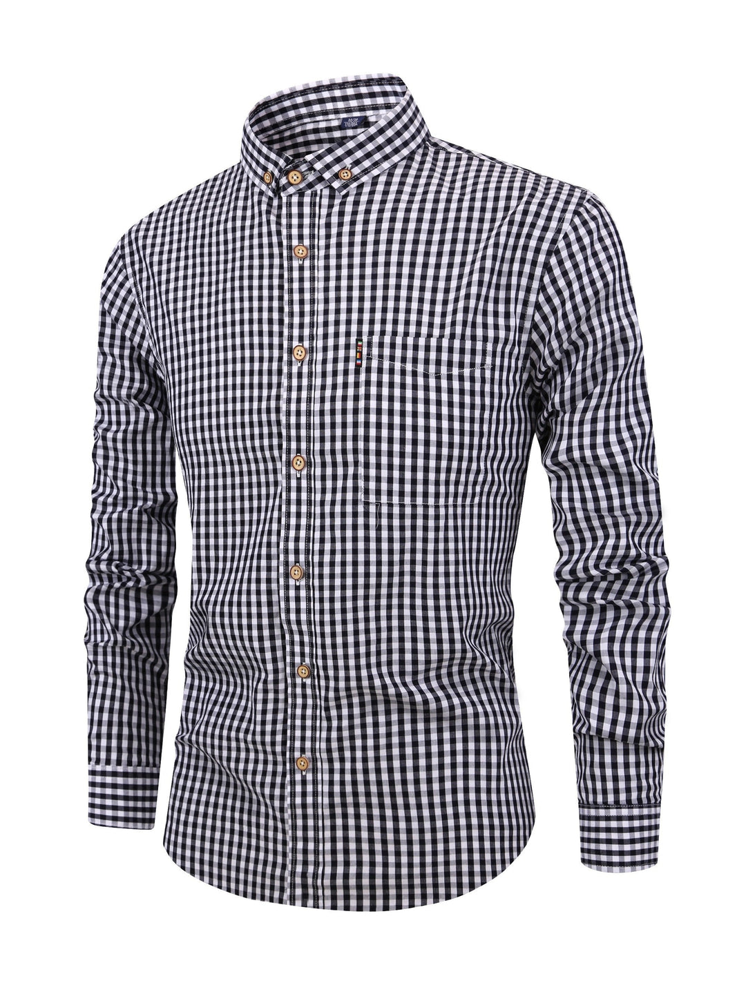Men’s Check Shirt with Button Placket and Long Sleeves