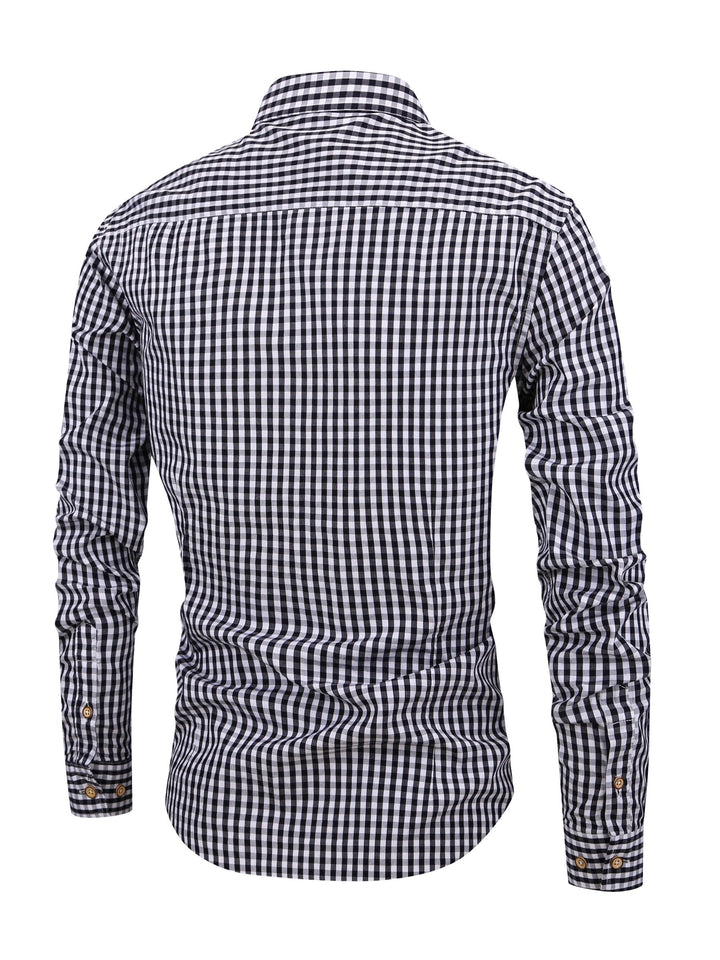 Men’s Check Shirt with Button Placket and Long Sleeves
