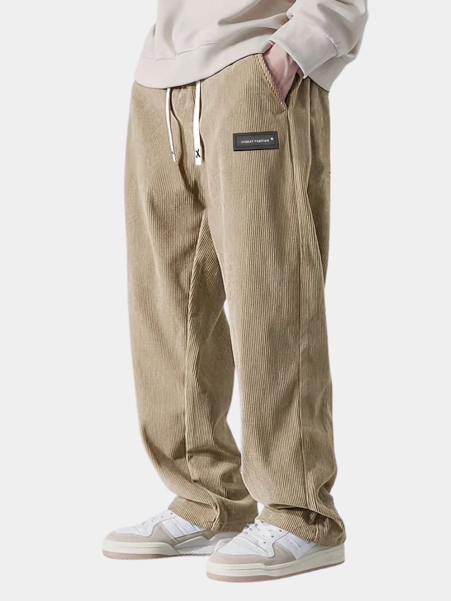 Men’s Corduroy Trousers with Adjustable Waist and Secure Pockets