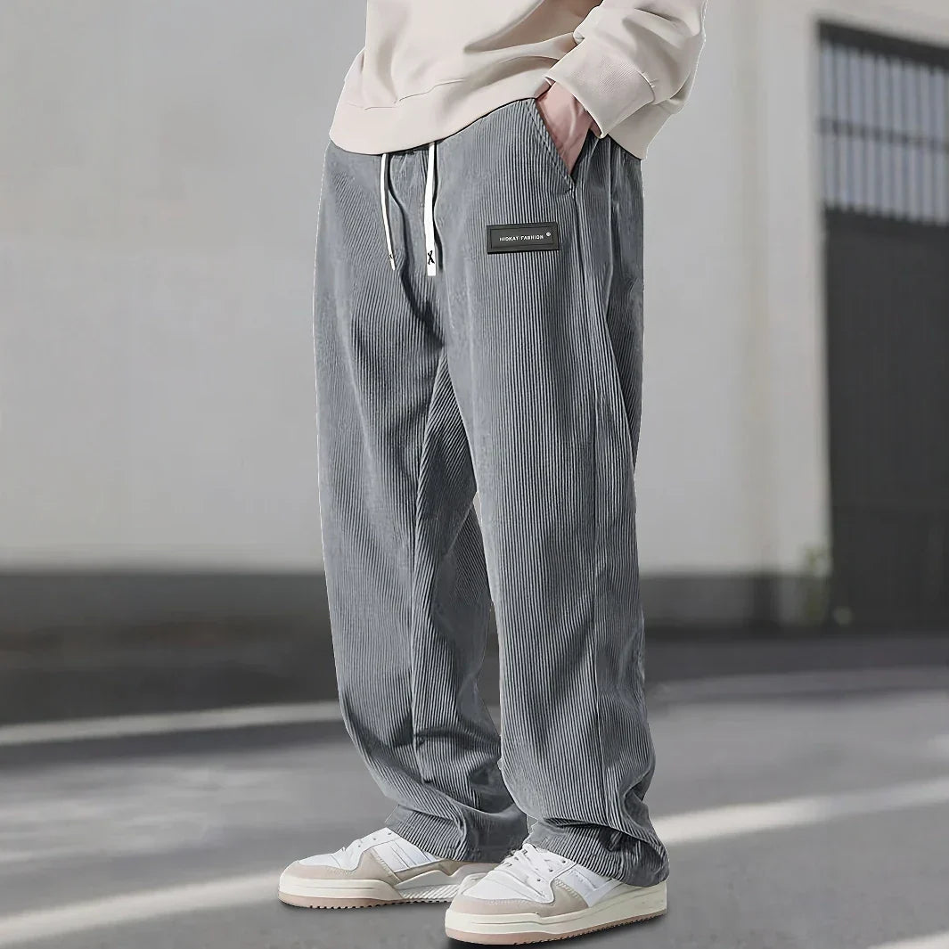 Men’s Corduroy Trousers with Adjustable Waist and Secure Pockets