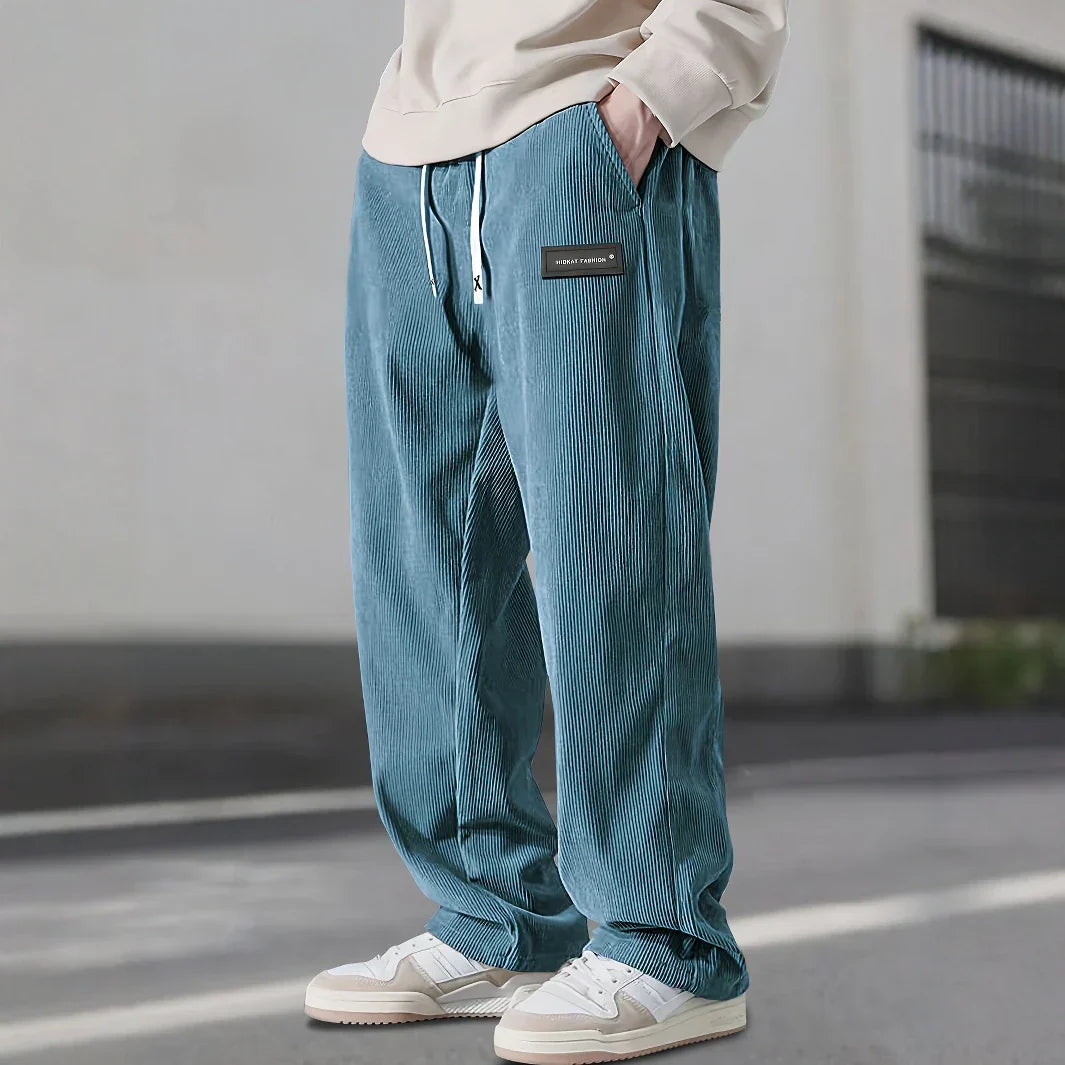 Men’s Corduroy Trousers with Adjustable Waist and Secure Pockets