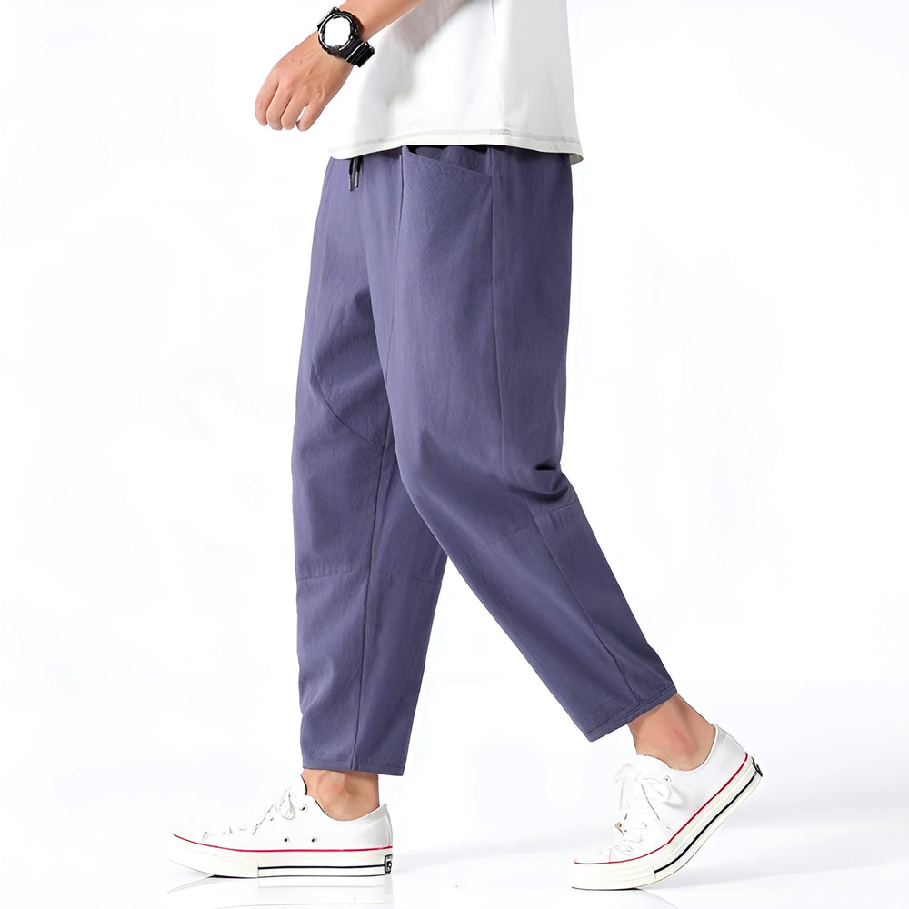 Men’s Cropped Trousers with Drawstring Waist and Side Pockets
