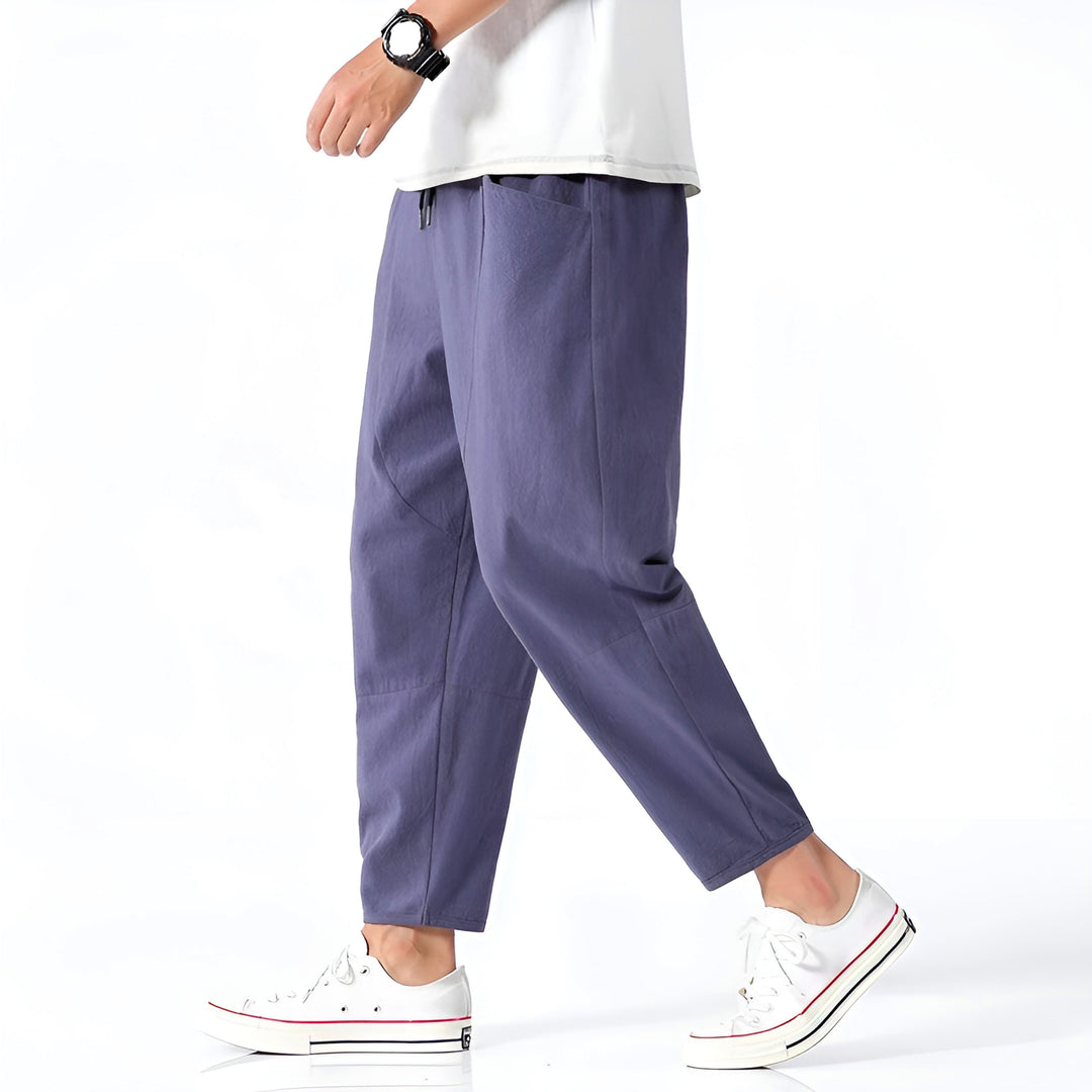 Men’s Cropped Trousers with Drawstring Waist and Side Pockets