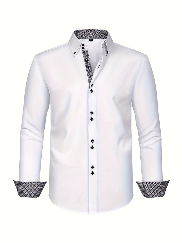 Men’s Double-Breasted Shirt with Contrast Cuffs