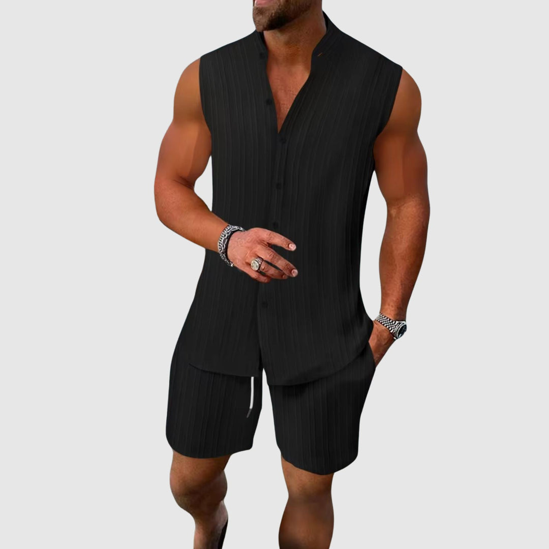Men’s Duo Set with Sleeveless Vest and Drawstring Pants