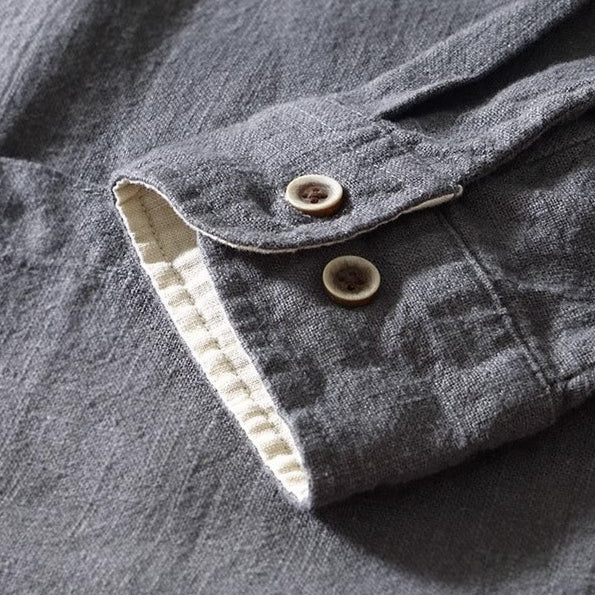 Men’s Haku Collar Shirt with Mandarin Collar and Button Closure